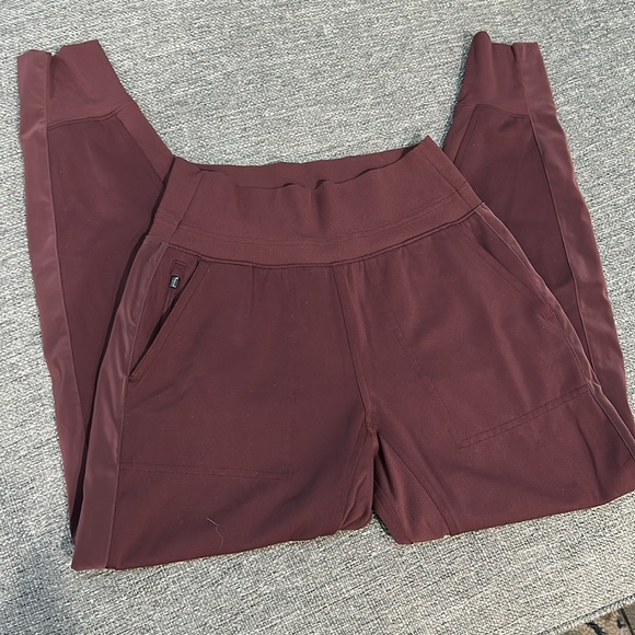 Like New! Athleta Venice Velvet Stripe Joggers High Waist Stretch, Burgundy. - Picture 5 of 10